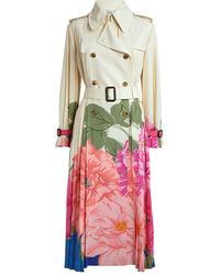 Valentino Pleated Floral Trench Coat - Multicolour