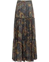 Etro - Silk-Blend Paisley Maxi Skirt - Lyst