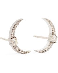 BeeGoddess - White Gold And Diamond Star Light Crescent Earrings - Lyst