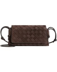 Bottega Veneta - Suede Intrecciato Notturno Pouch - Lyst
