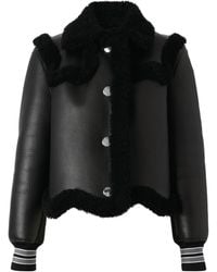 Burberry Shearling-trimmed Leather Jacket - Black