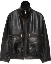 AllSaints - Leather Elisa Bomber Jacket - Lyst