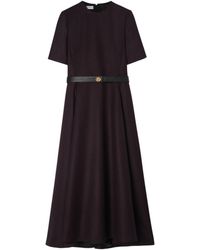 Burberry - Wool Check Midi Dress - Lyst