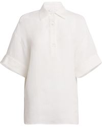 Eleventy - X Harrods Linen Embroidered Collared Shirt - Lyst
