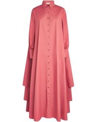 Abadia - Cotton Layered Volume Maxi Shirt Dress - Lyst