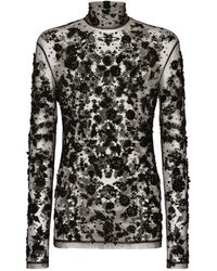 Dolce & Gabbana - Embellished Long-sleeve T-shirt - Lyst