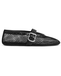 Alaïa - Croc-Embossed Leather Mesh Ballet Flats - Lyst