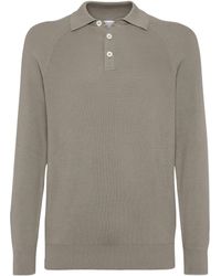 Brunello Cucinelli - Cotton English-Rib Polo Sweater - Lyst