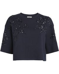 Sandro - Cotton-Blend Beaded Algarve T-Shirt - Lyst