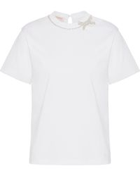 Valentino Garavani - Embellished Bow T-shirt - Lyst