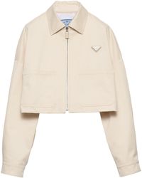 Prada - Chino Cropped Shirt Jacket - Lyst