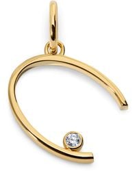 Monica Vinader - Vermeil And Diamond C Initial Pendant - Lyst