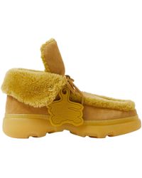 Burberry - Creeper Suede & Shearling Booties - Lyst