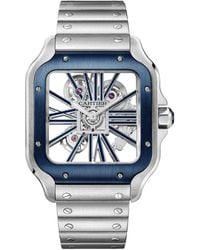 Cartier - Large Steel Santos De Skeleton Watch - Lyst