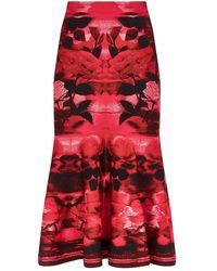 Alexander McQueen Jacquard Skirt - Red