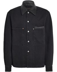 Lemaire - Leather-Collar Workwear Denim Overshirt - Lyst