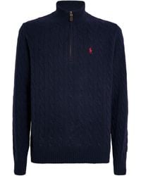 Polo Ralph Lauren - Wool-Cashmere Cable-Knit Quarter-Zip Sweater - Lyst