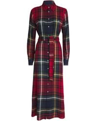 Polo Ralph Lauren - Cotton-Blend Check Midi Dress - Lyst