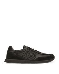 Dolce & Gabbana - Suede And Leather Dg Cushion Sneakers - Lyst