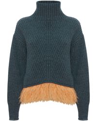 La DoubleJ - Feather-trim High Kick Sweater - Lyst