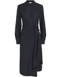 Lafayette 148 New York - Cotton Tie-Front Midi Shirt Dress - Lyst