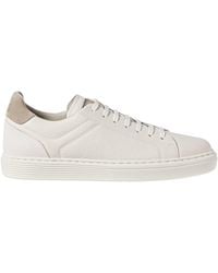 Brunello Cucinelli - Leather Lace-Up Sneakers - Lyst