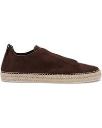 ZEGNA - Suede Triple Stitch Espadrilles - Lyst
