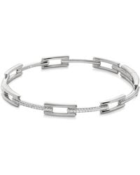 Monica Vinader - Sterling And Diamond Signature Link Slim Bangle - Lyst
