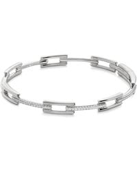 Monica Vinader - Sterling And Diamond Signature Link Slim Bangle - Lyst
