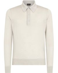 Tom Ford - Silk-Cashmere Long-Sleeve Polo Shirt - Lyst