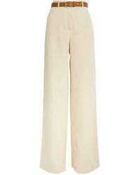 Max Mara - Cotton-linen Wide-leg Trousers - Lyst