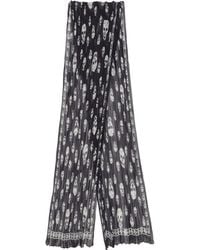 McQueen - Silk Pleated Skull Scarf - Lyst