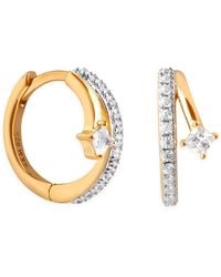 Astrid & Miyu - Plated Sterling And Cubic Zirconia Crystal Illusion Huggie Earrings - Lyst