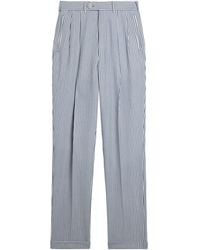 dunhill - Wool-Silk Double-Pleated Stripe Trousers - Lyst
