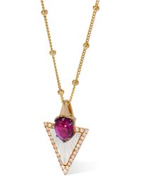 Annoushka - Diamond, Rhodolite And Mother-Of-Pearl Flight Arrow Necklace - Lyst
