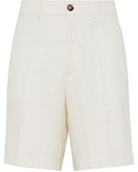 Brunello Cucinelli - Linen-silk-blend Bermuda Shorts - Lyst