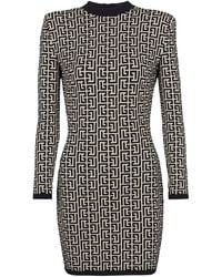 Balmain - Jacquard Monogram Mini Dress - Lyst