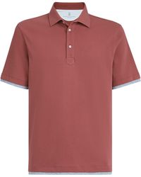 Brunello Cucinelli - Cotton Piqué Faux-Layerering Polo Shirt - Lyst