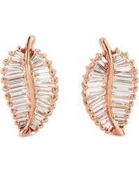 Anita Ko - Rose Gold And Diamond Palm Leaf Stud Earrings - Lyst