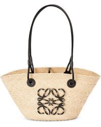 Loewe - Paula's Ibiza Anagram Small Iraca Palm And Leather Basket Bag - Lyst