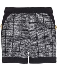 Balmain - Tweed Check Shorts - Lyst