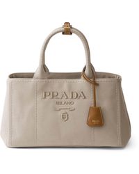Prada - Large Canvas Jardinière Tote Bag - Lyst