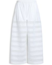 Alaïa - Cotton Poplin Open-Work Trousers - Lyst