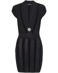 Balmain - Glitter Bodycon Knit Dress - Lyst