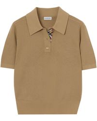 Burberry - Wool Check-Detail Polo Shirt - Lyst