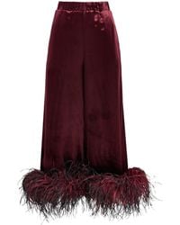 16Arlington - Ostrich-Trim Satin Joelle Wide-Leg Trousers - Lyst