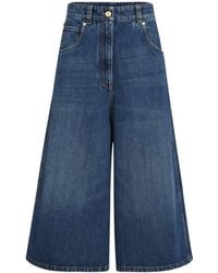 Brunello Cucinelli - Denim Cropped Trousers - Lyst