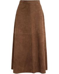 Max Mara - Suede Midi Skirt - Lyst