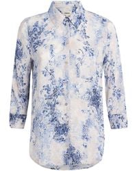 L'Agence - Satin Printed Camille Blouse - Lyst