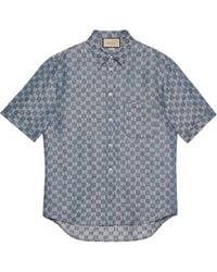 Gucci - Linen Gg Jacquard Shirt - Lyst
